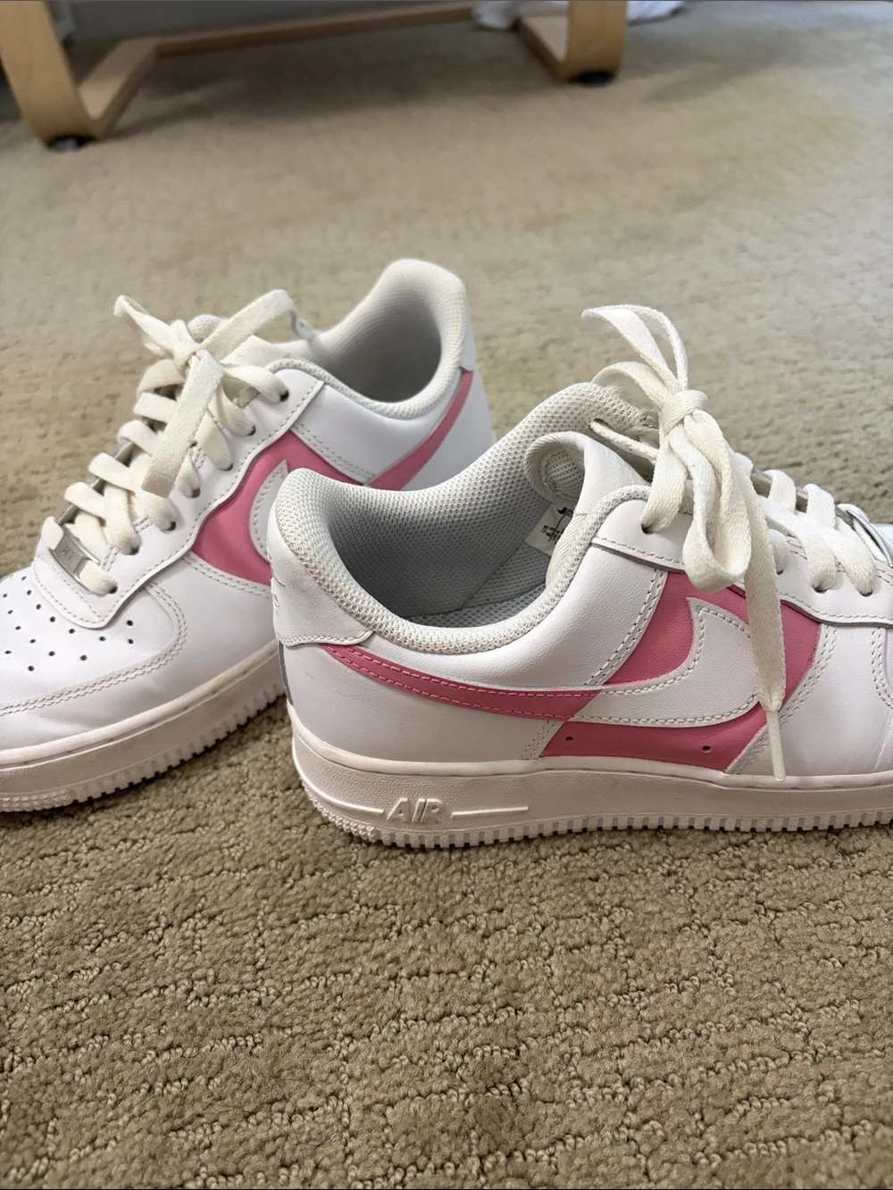 Custom Adidas White and Pink Athletic Sneakers